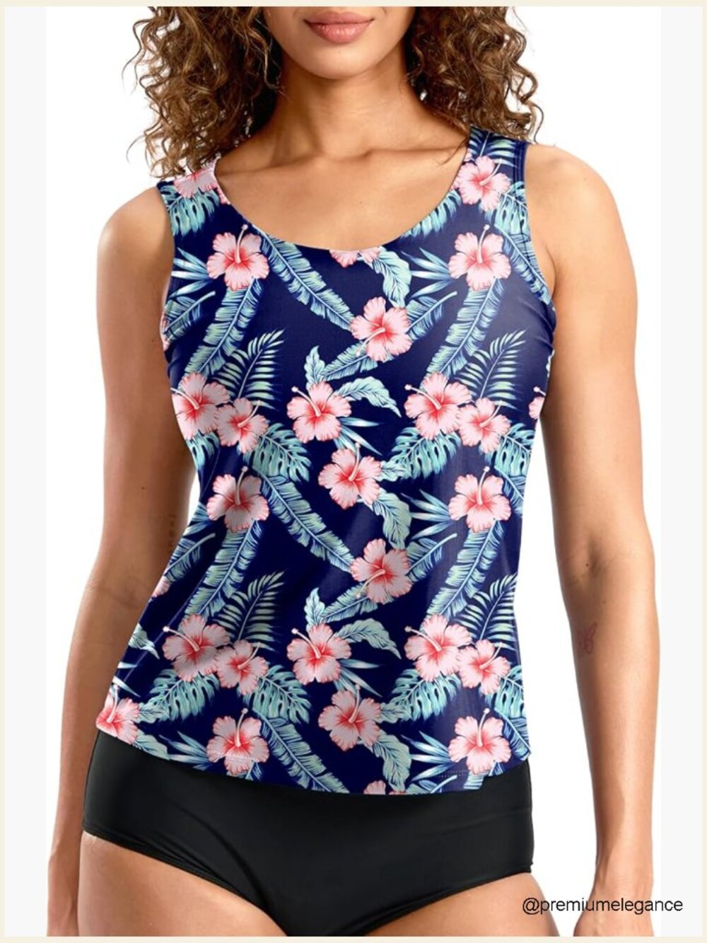 High Neck Tankini Top with UPF 50+ 4-Way Stretch Swimwear Top Only
